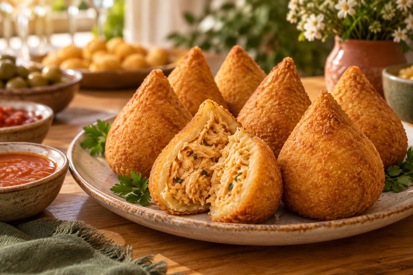 Coxinha de frango, referência visual apresentada no guia